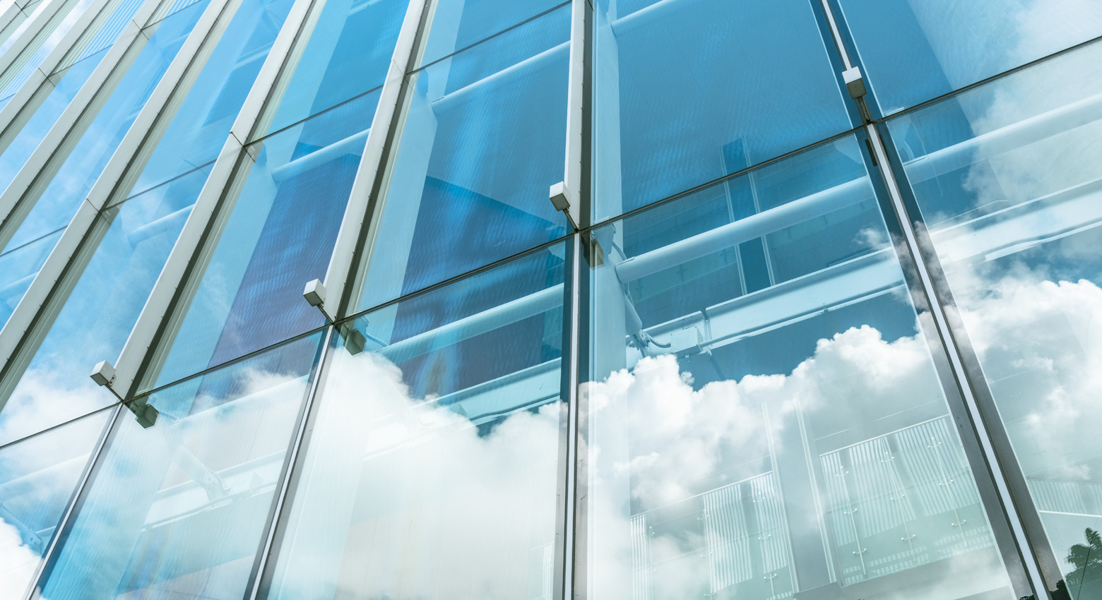 Clouds reflected on windows 