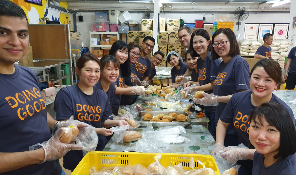 Employees working together for a good cause